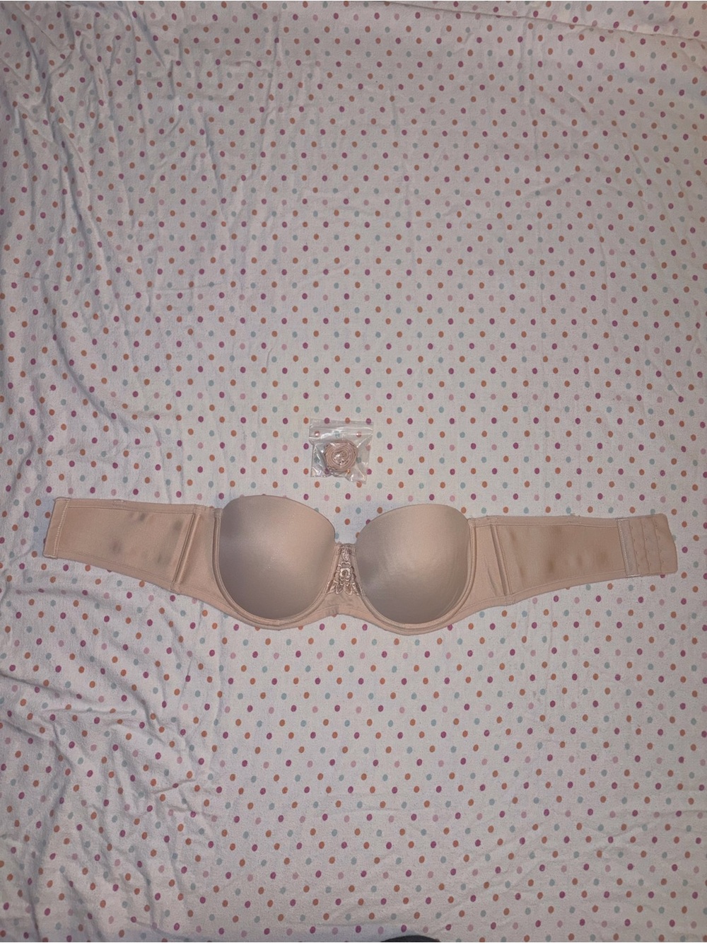 Vanity Fair Strapless Bra 36C Nude Beige Underwire with Removable Straps
